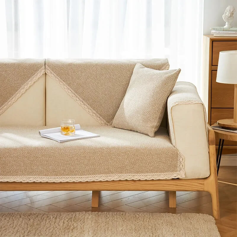 Hand-woven Cotton Linen Non-slip Sofa Cover for All Seasons