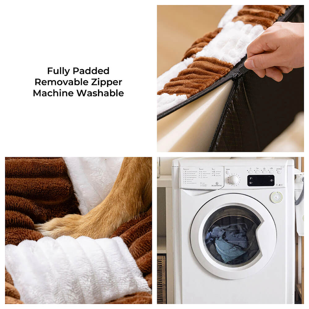 Handmade Plush Chequerboard Orthopaedic Support Dog Bed with Pillow