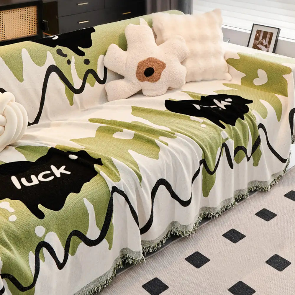 Ice Cream Wavy Chenille Scratch-Resistant Sofa Throw Blanket Sofa Cover Settee Cover