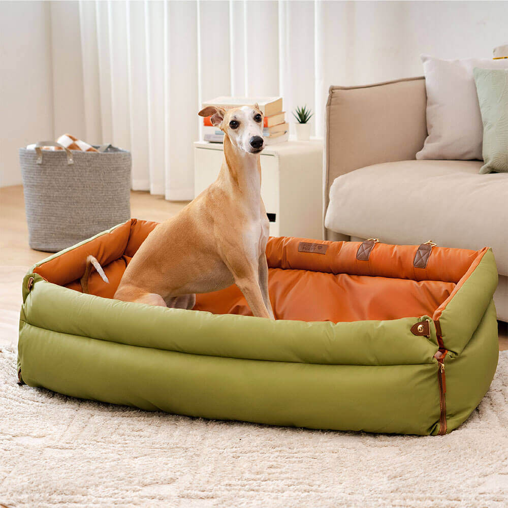 Deluxe Faux Leather Dog Car Seat Booster Bed - Urban Voyager