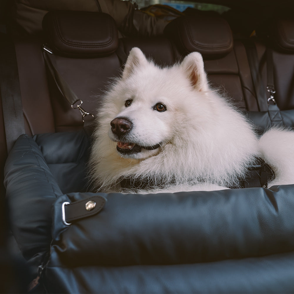 Large Deluxe Faux Leather Dog Car Seat Booster Bed - Roadtrip