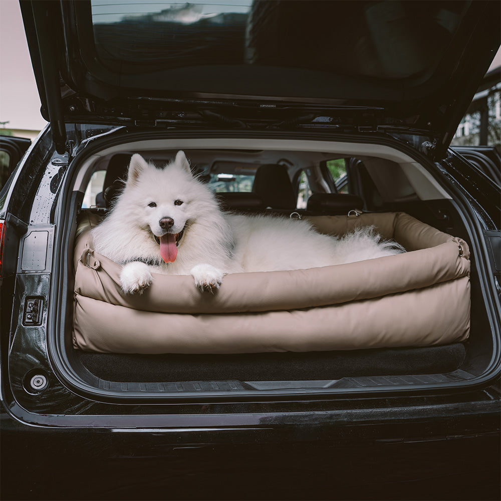 Large Deluxe Faux Leather Dog Car Seat Booster Bed - Roadtrip