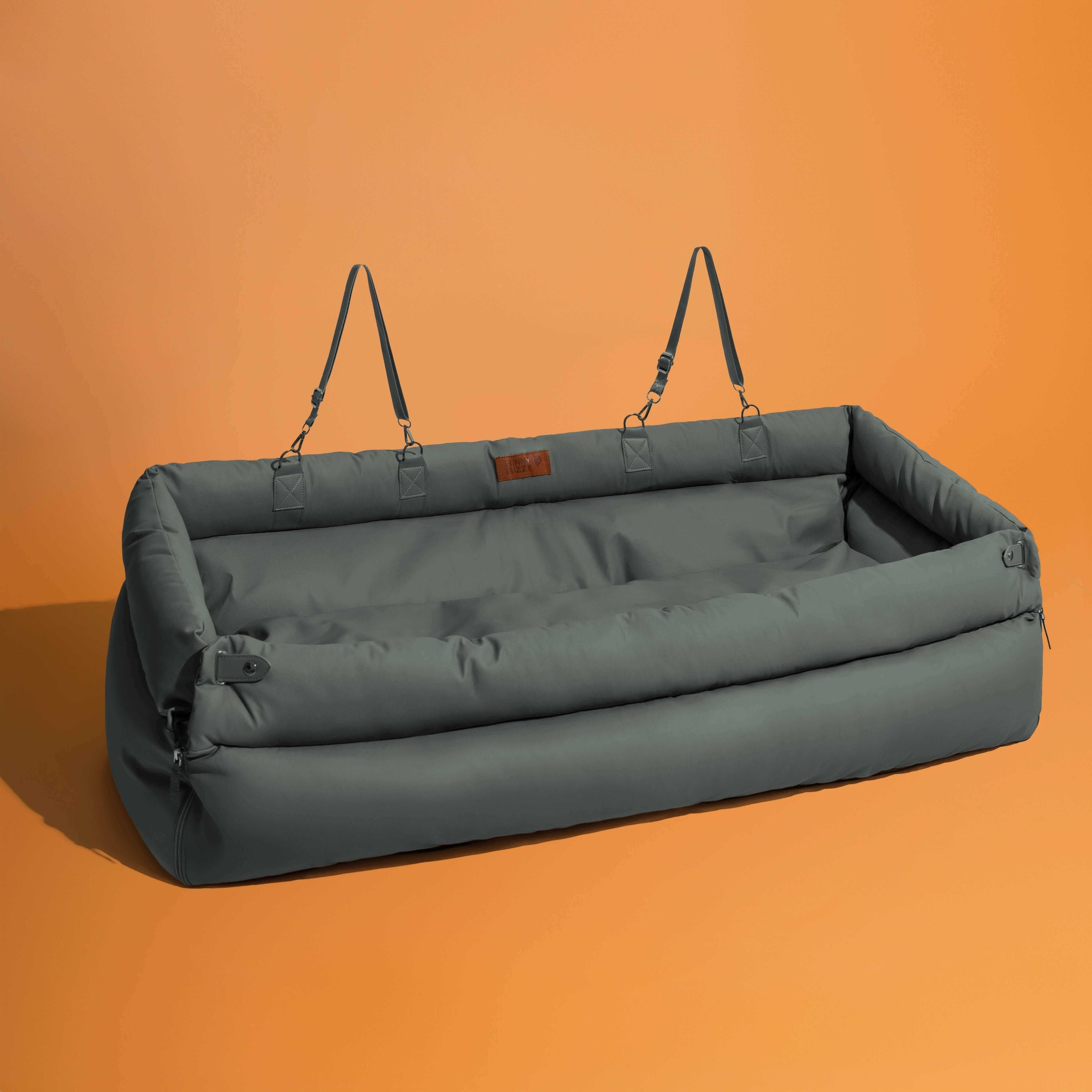 Large Deluxe Faux Leather Dog Car Seat Booster Bed - Roadtrip