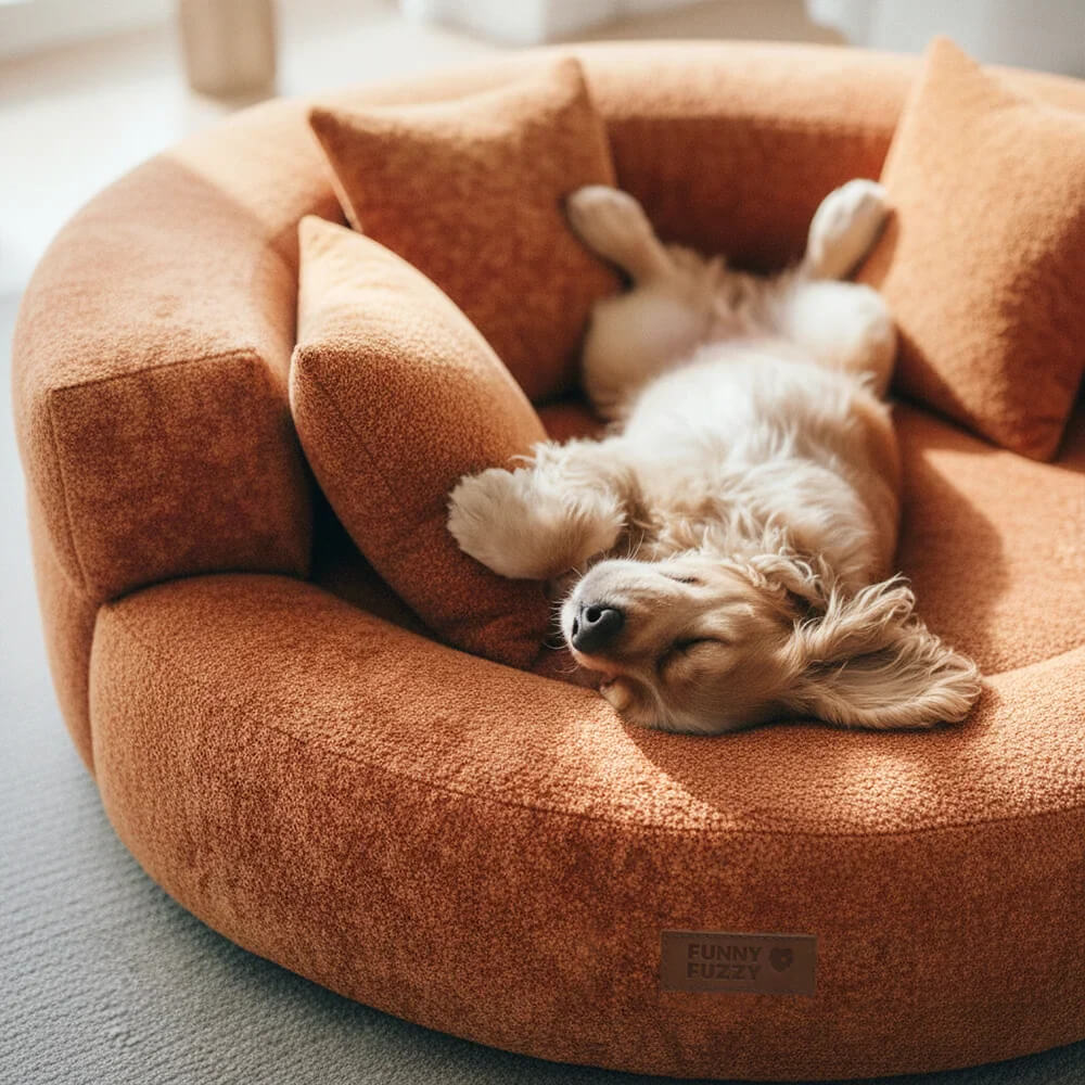 Luxe Diamond Velvet Removable Orthopaedic Donut Dog Bed With Pillow - DreamNest