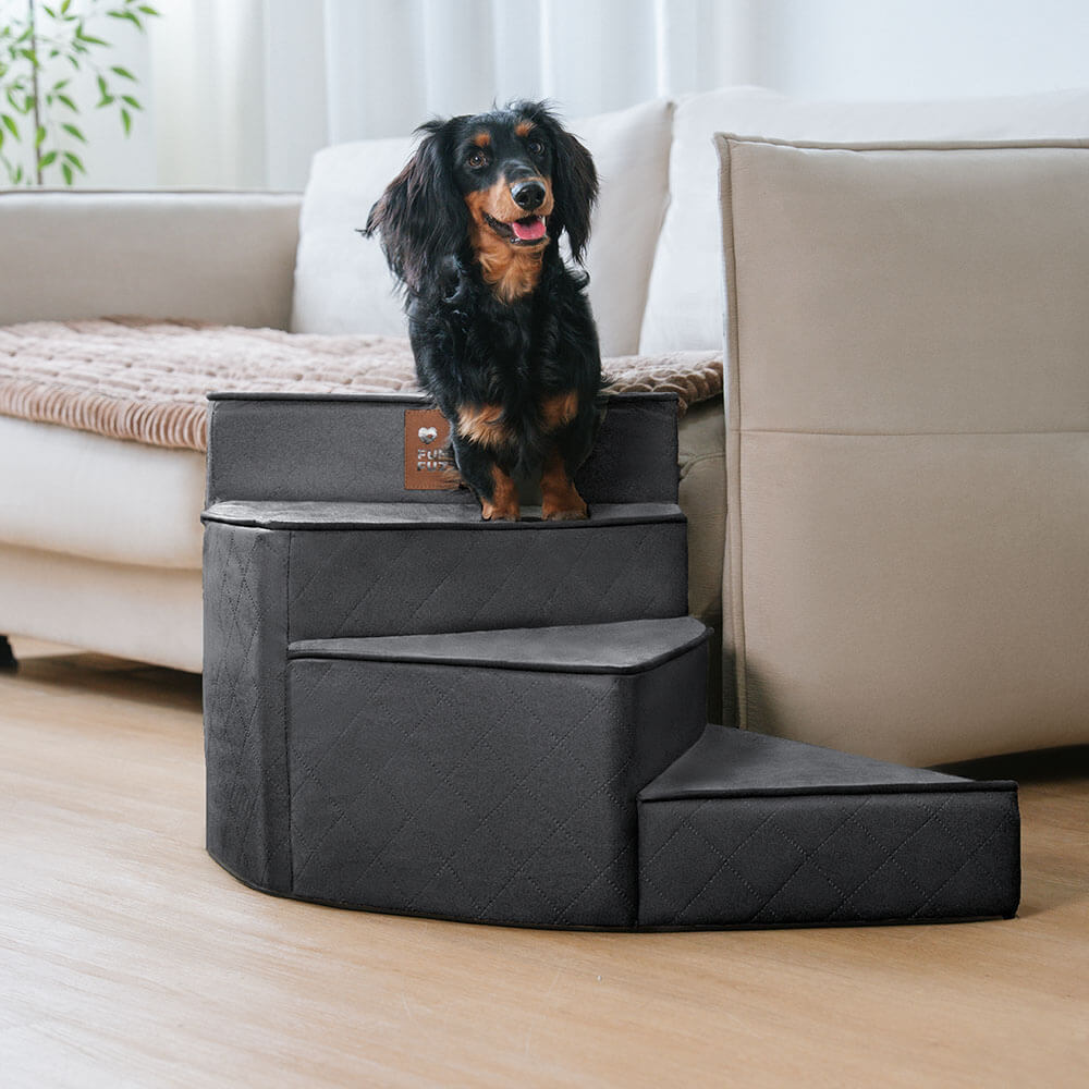 Luxe Water-repellent Faux Leather Removable Spiral Pet Steps - StepEase