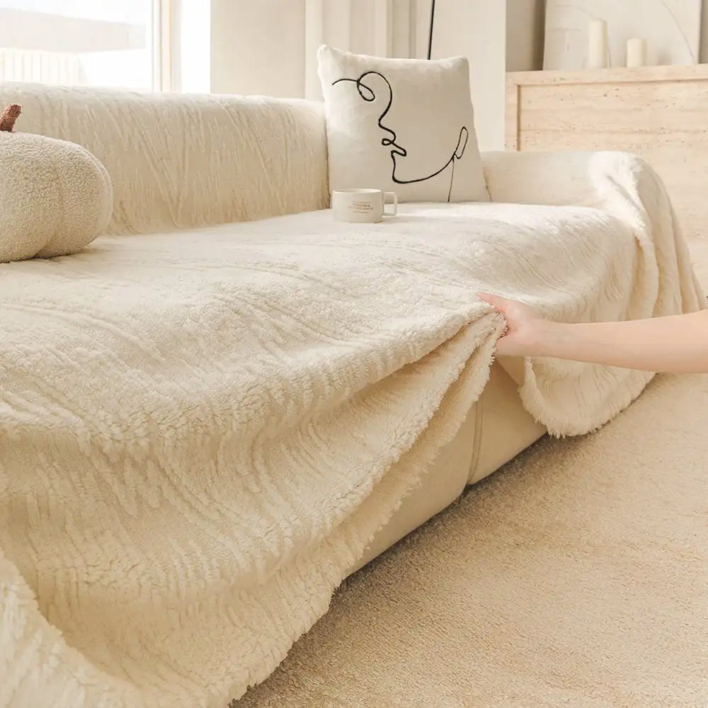 Luxury Nordic Jacquard Fleece Thickened Anti-Scratch Sofa Cover