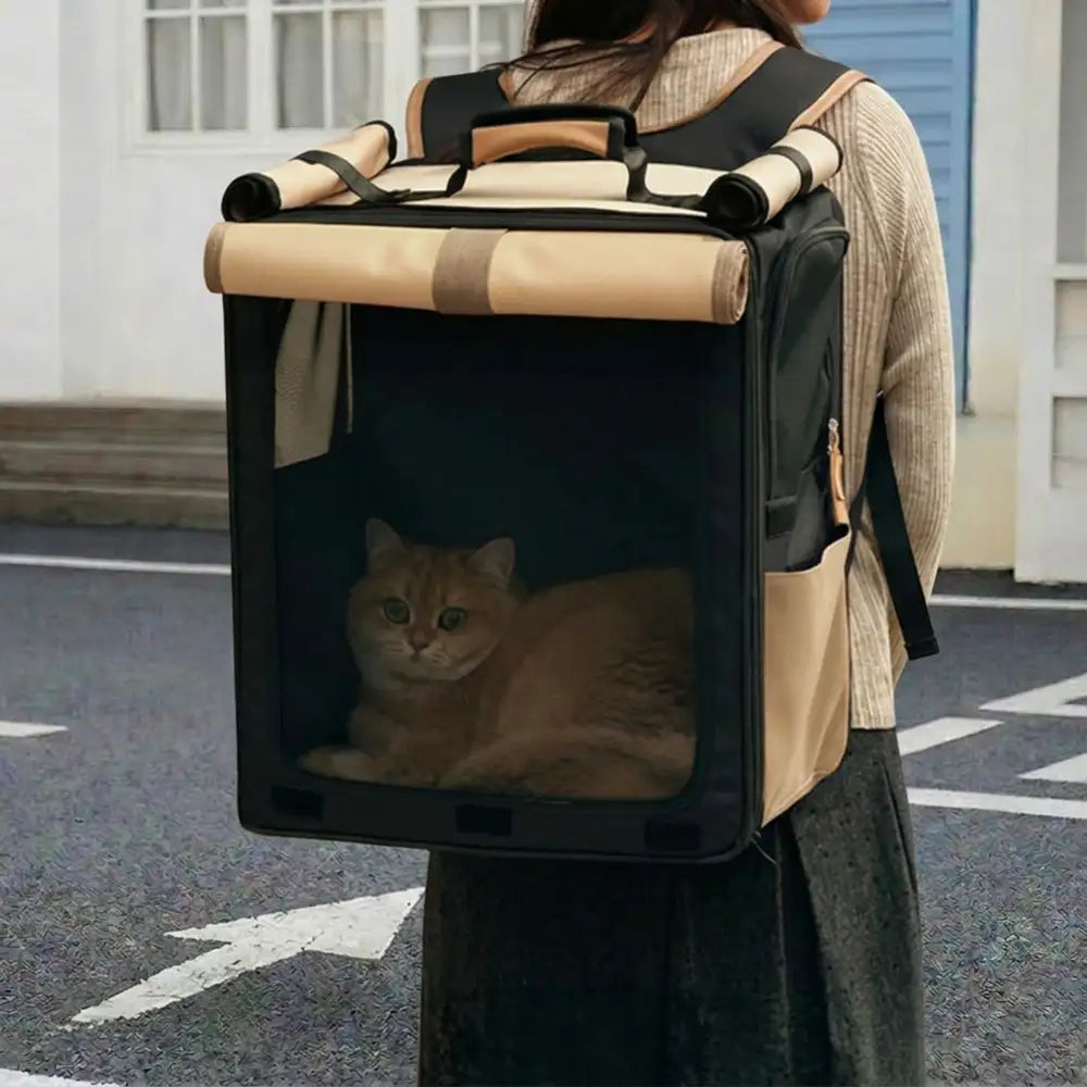 Multi-Purpose Breathable Roll-Up Pet Carrier Cat Backpack