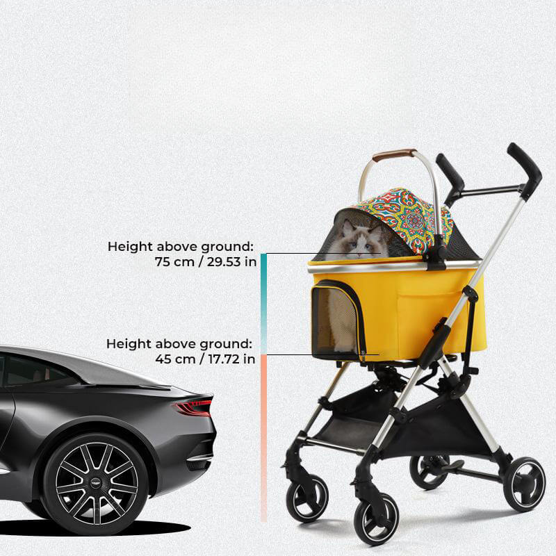 Multifunctional 2-in-1 Pet Stroller Aluminium Alloy Dog Pram - Ultra-Light & Detachable for Puppies