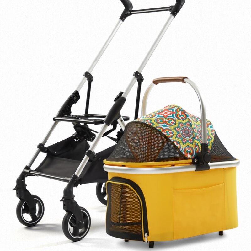 Multifunctional 2-in-1 Pet Stroller Aluminium Alloy Dog Pram - Ultra-Light & Detachable for Puppies