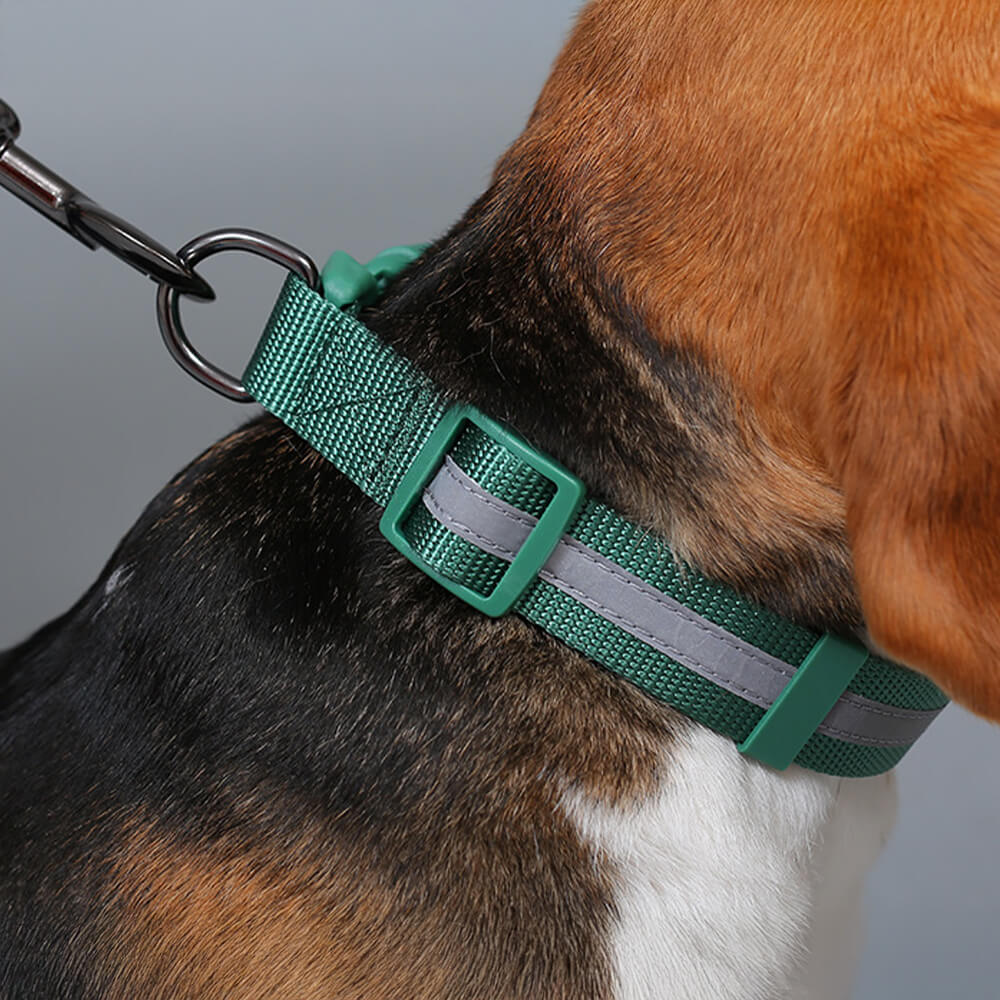 Nylon Adjustable Reflective No-Pull Dog Harness Collar and Lead