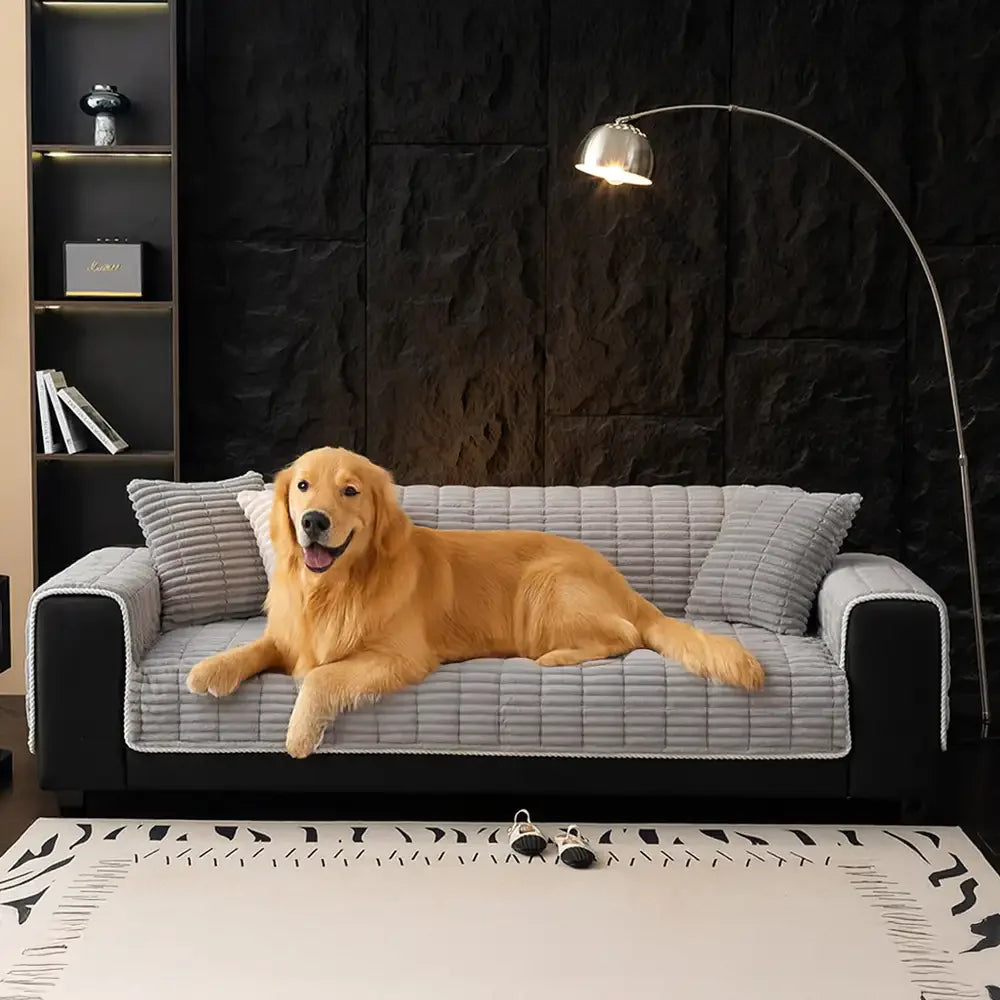 One-Piece Cozy Flannel Sofa Protection Non-Slip Corner Couch Cover