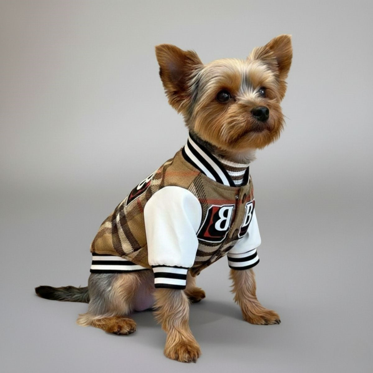 Plaid Baseball Dog Jacket – Sporty and Stylish Outerwear for Dogs Dog Clothes