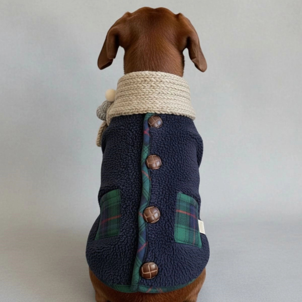 Plaid Winter Dog Jacket with Scarf – Festive and Cosy for the Holidays Dog Clothes