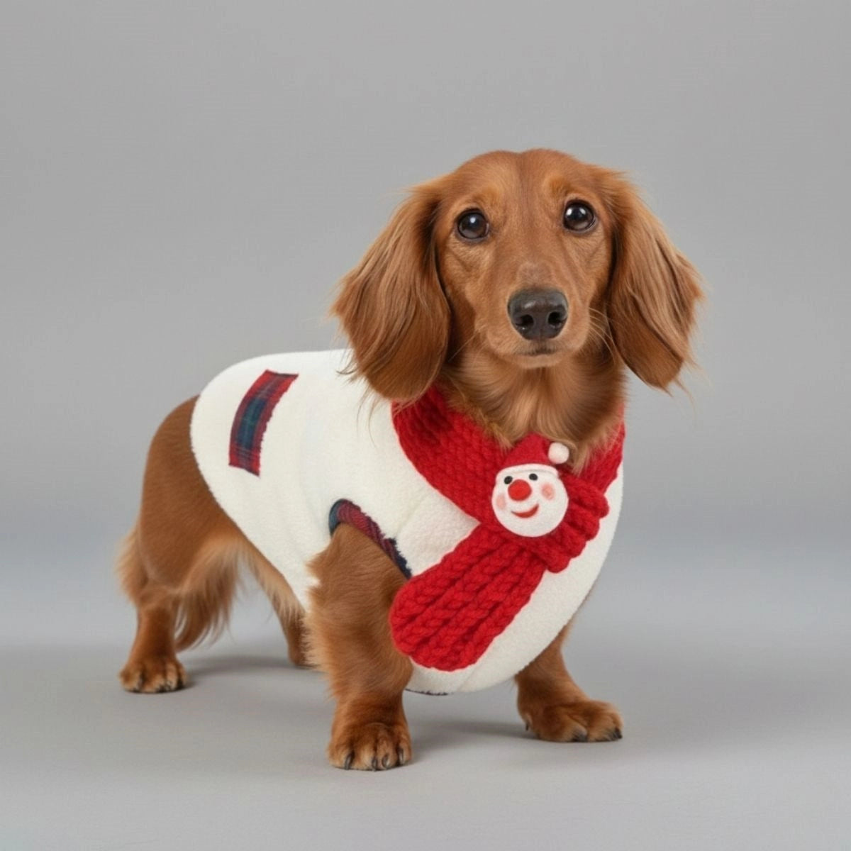 Plaid Winter Dog Jacket with Scarf – Festive and Cosy for the Holidays Dog Clothes