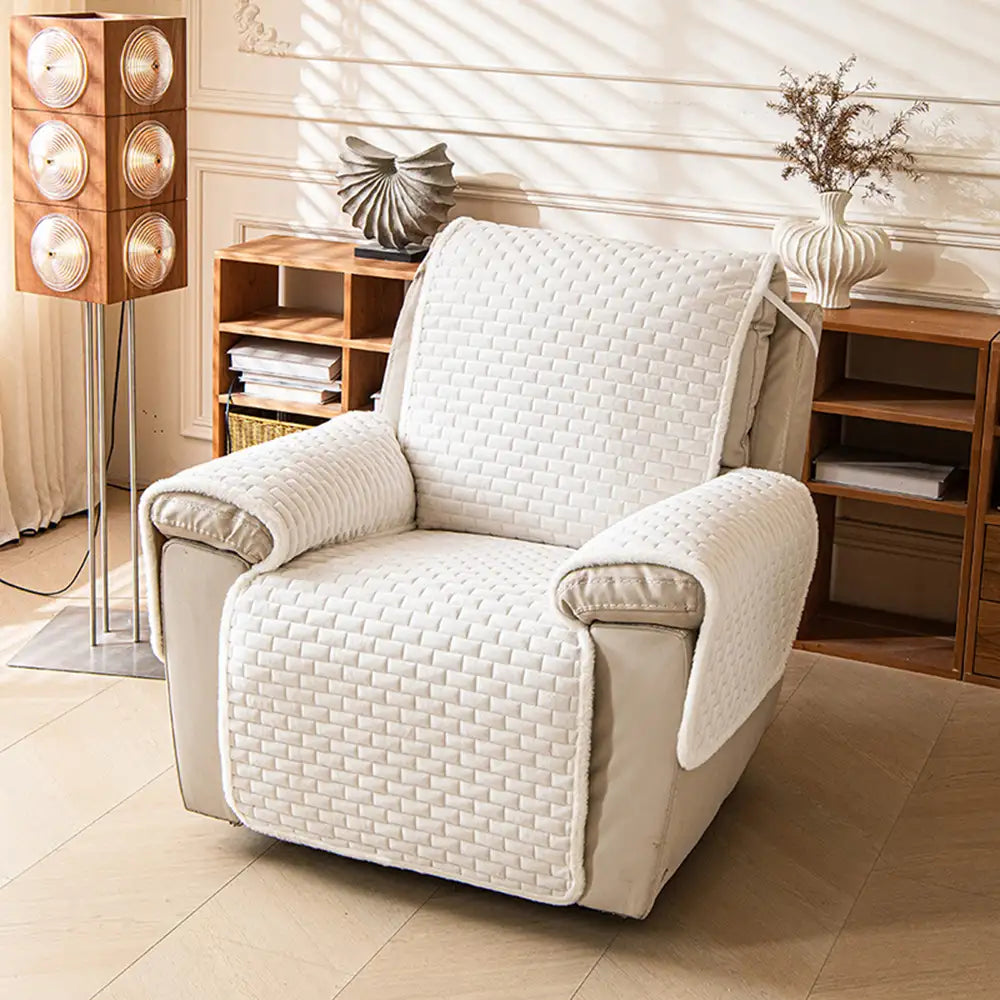 One-Piece Plush Scratch-Resistant Large Corner Sofa Covers with Elastic Straps