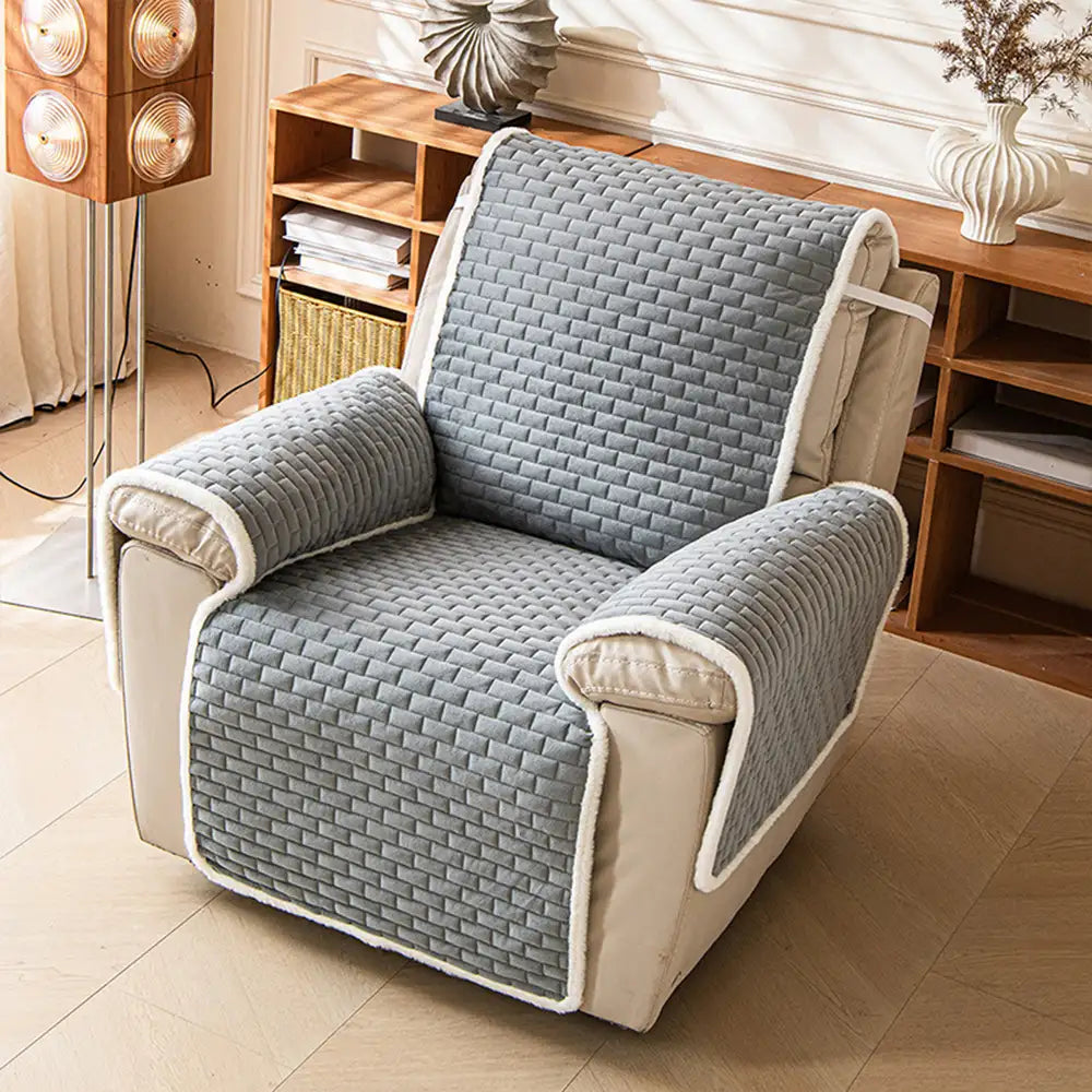 One-Piece Plush Non-Slip Office Chair Protector & Couch Cover with Elastic Straps