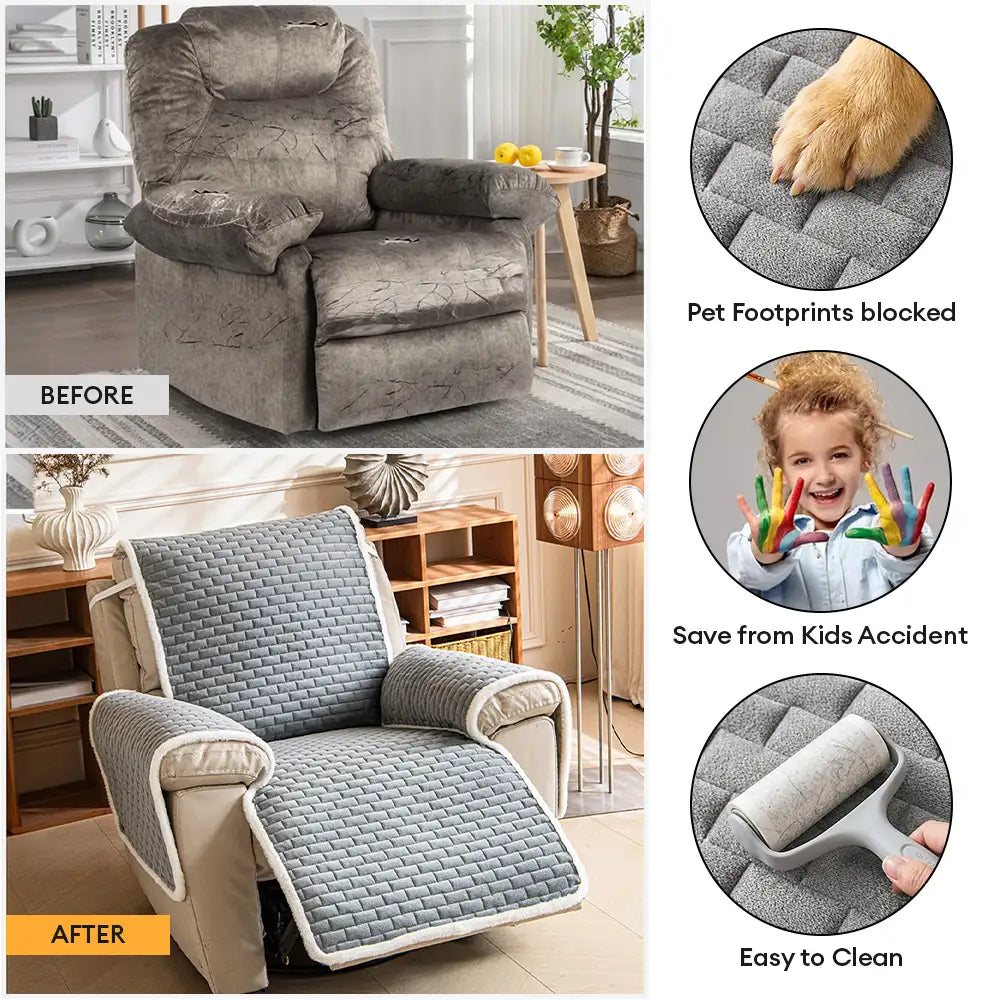 One-Piece Plush Scratch-Resistant Large Corner Sofa Covers with Elastic Straps