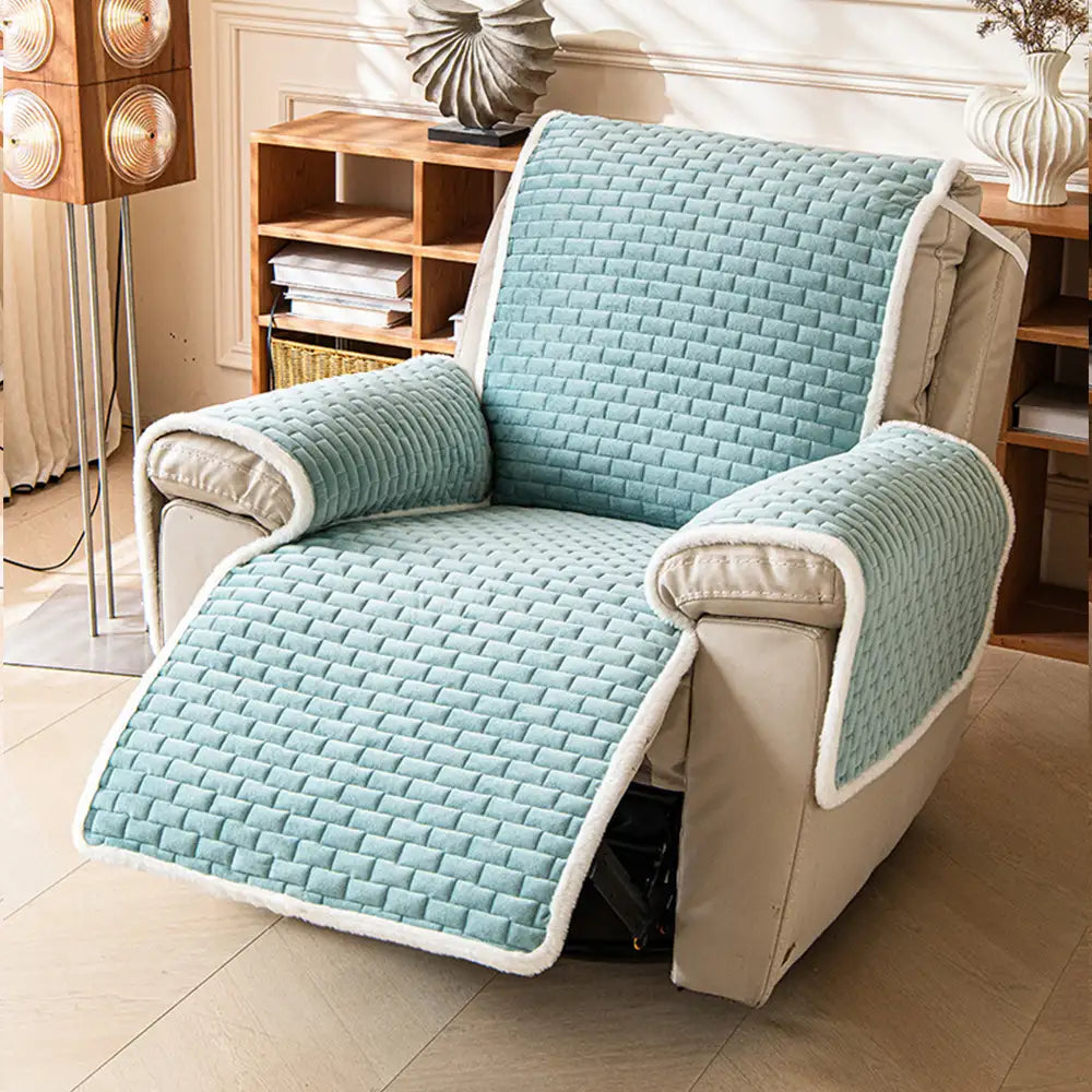 One-Piece Plush Scratch-Resistant Large Corner Sofa Covers with Elastic Straps