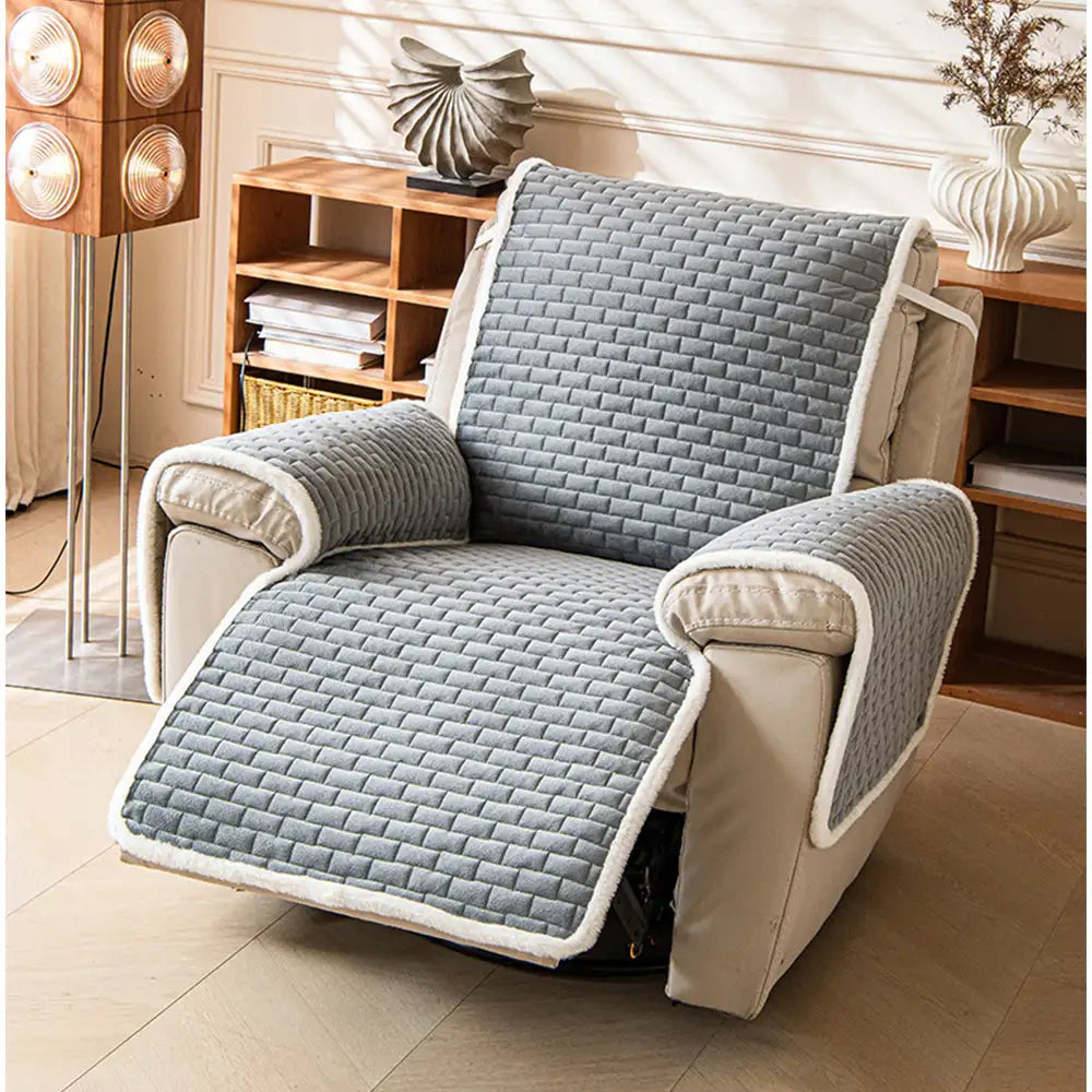 One-Piece Plush Scratch-Resistant Large Corner Sofa Covers with Elastic Straps