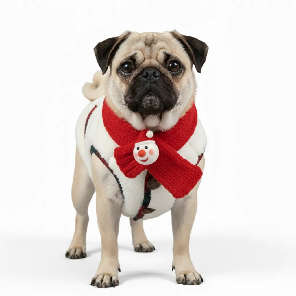 Plaid Winter Dog Jacket with Scarf – Festive and Cosy for the Holidays Dog Clothes