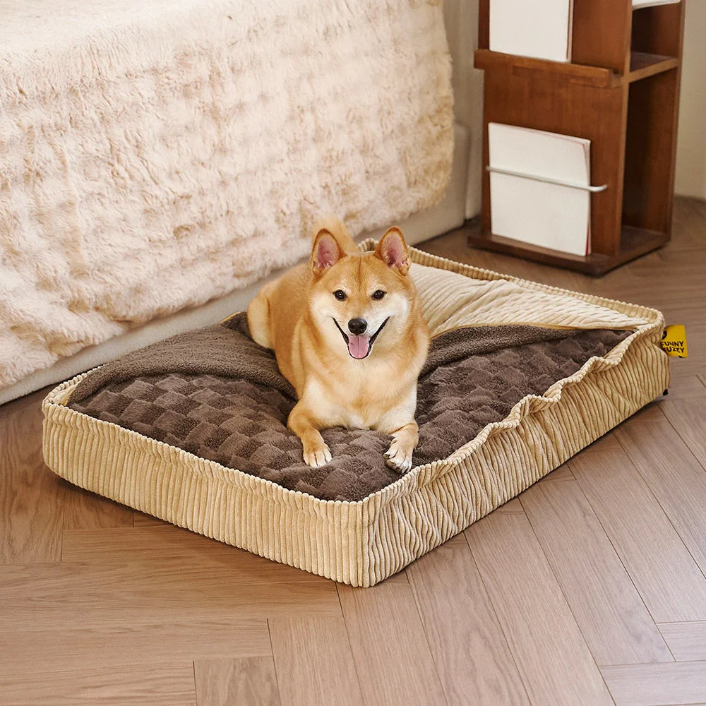 Fluffy Warm Detachable Orthopaedic Dog Bed - Checker Cocoon