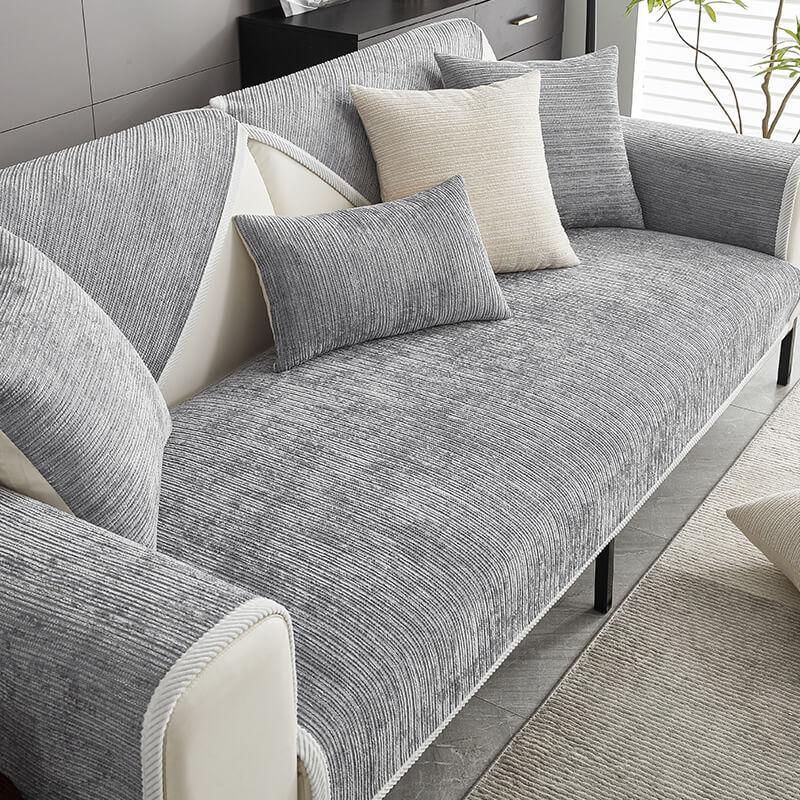 Waterproof Antimicrobial Simple Chenille Fabric Anti-scratch Corner Couch Cover
