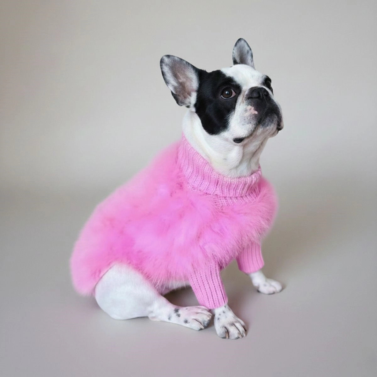 Soft Fluffy Fashion Luxurious Dog Clothes Turtleneck Knit Dog Jumper