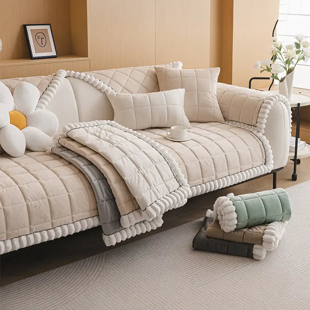 Square Short Plush Simple Sofa Protection Non-Slip Sofa Cover