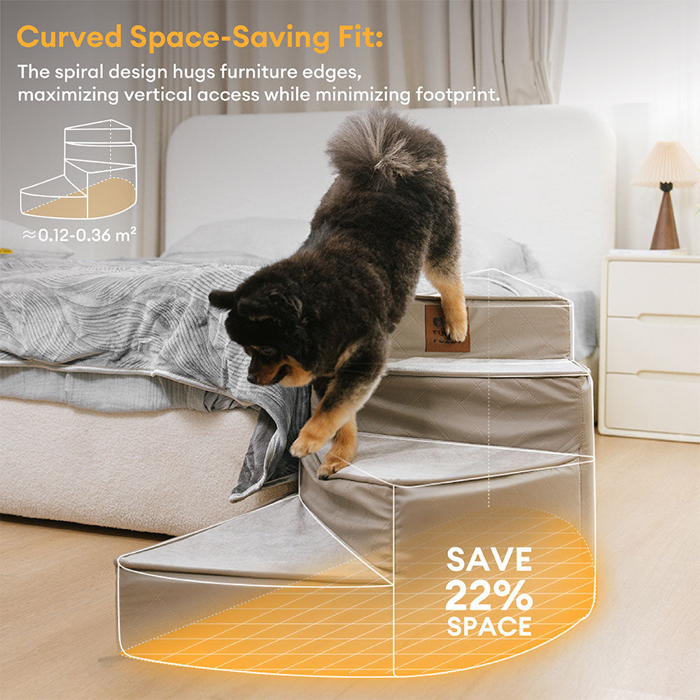 Luxe Water-repellent Faux Leather Removable Spiral Pet Steps - StepEase