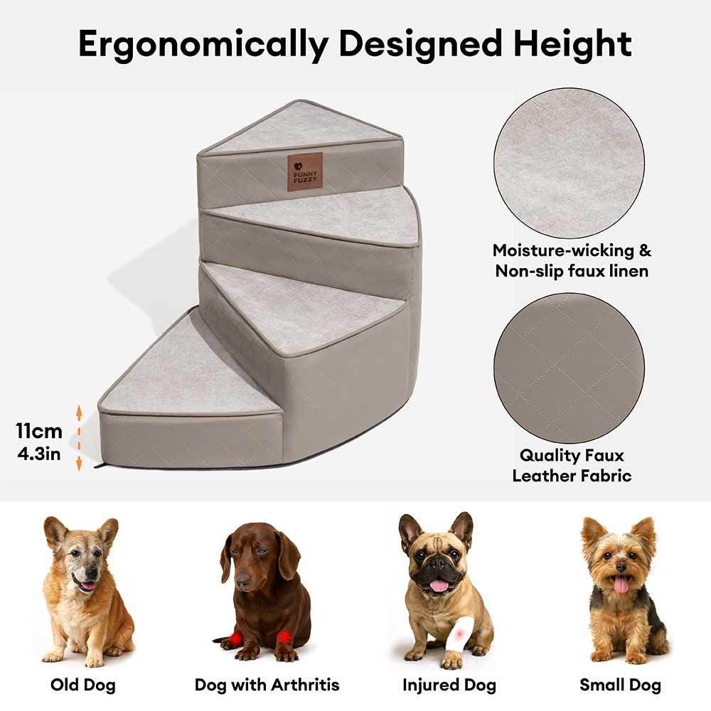 Luxe Water-repellent Faux Leather Removable Spiral Pet Steps - StepEase