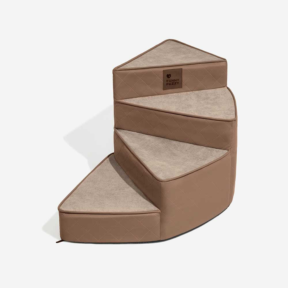 Luxe Water-repellent Faux Leather Removable Spiral Pet Steps - StepEase