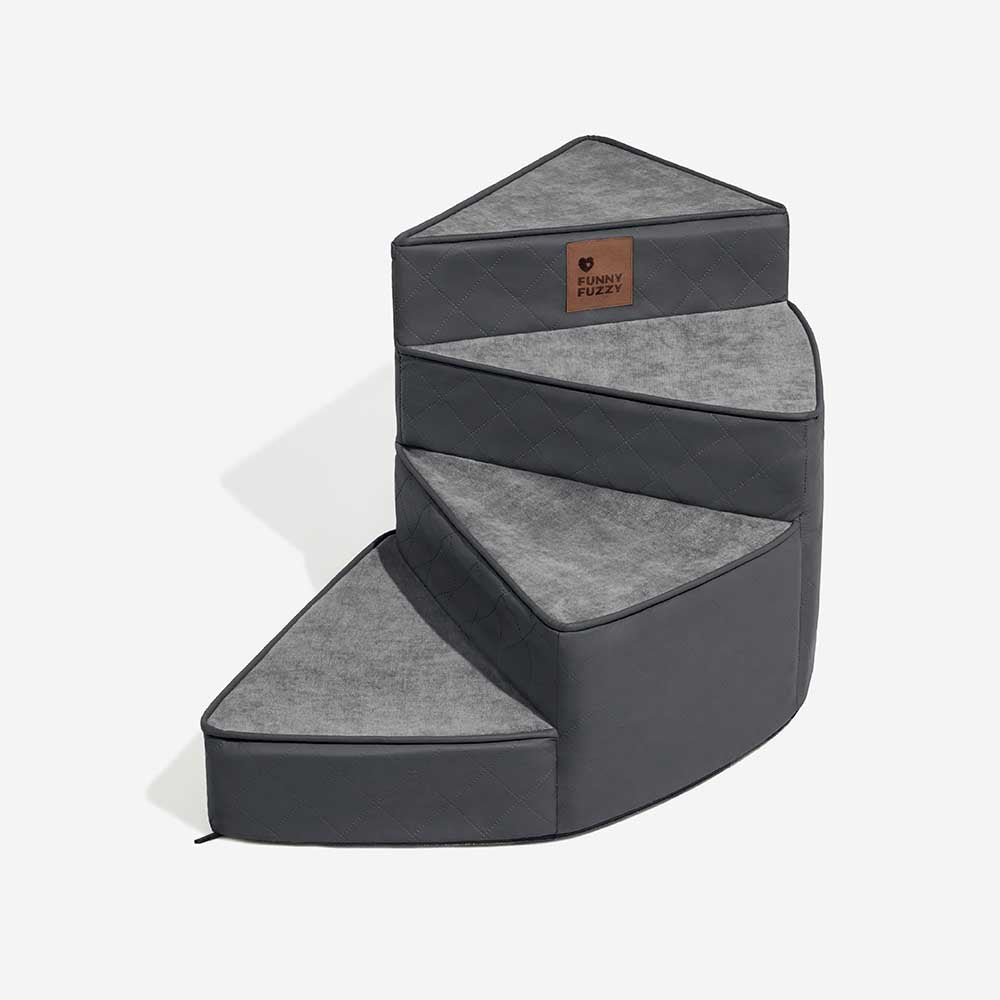 Luxe Water-repellent Faux Leather Removable Spiral Pet Stairs - Pet-Friendly Bedroom