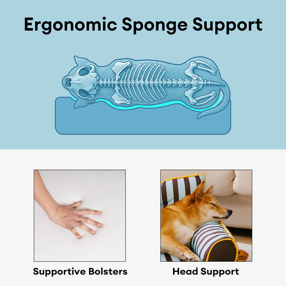 Trendy Striped Water-repellent Foldable Dog Sofa Bed - Sunny Siesta