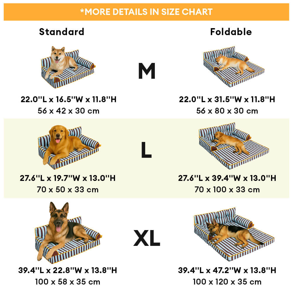 Trendy Striped Water-repellent Foldable Dog Sofa Bed - Sunny Siesta