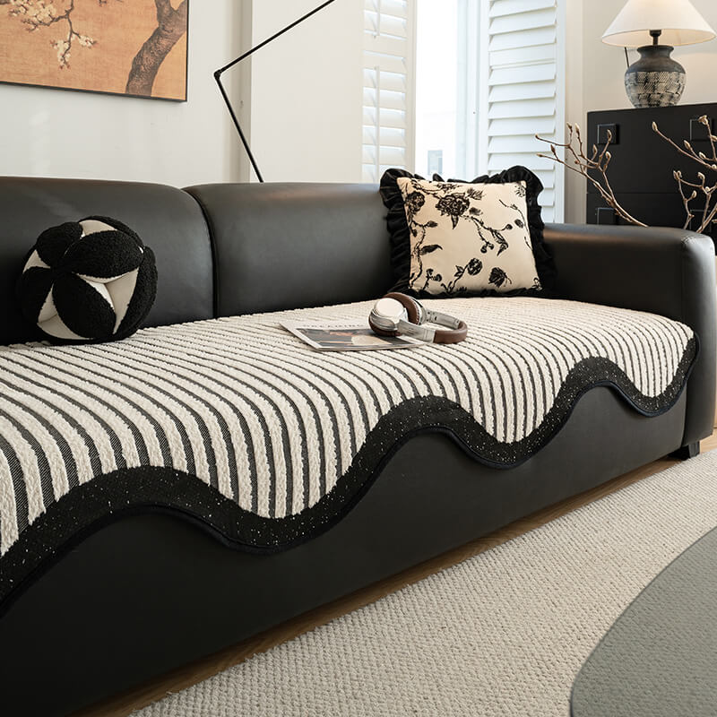 Striped Chenille Irregular Scratch-Resistant Non-Slip Sofa Cover