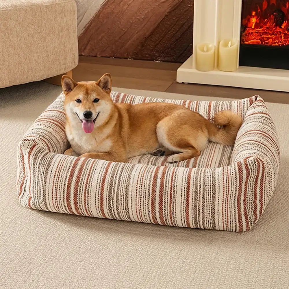 Scratch-Resistant Breathable Neck Support Square Bolster Pet Bed Dog Bed