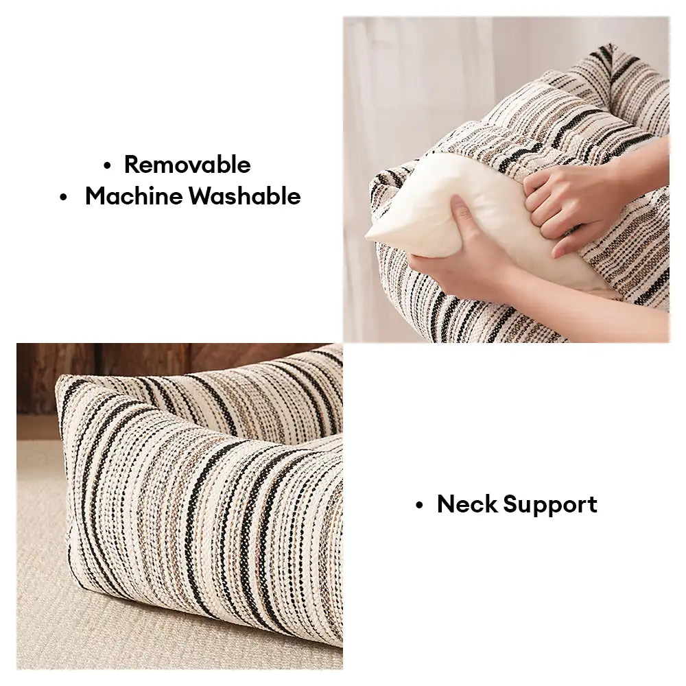 Scratch-Resistant Breathable Neck Support Square Bolster Pet Bed Dog Bed