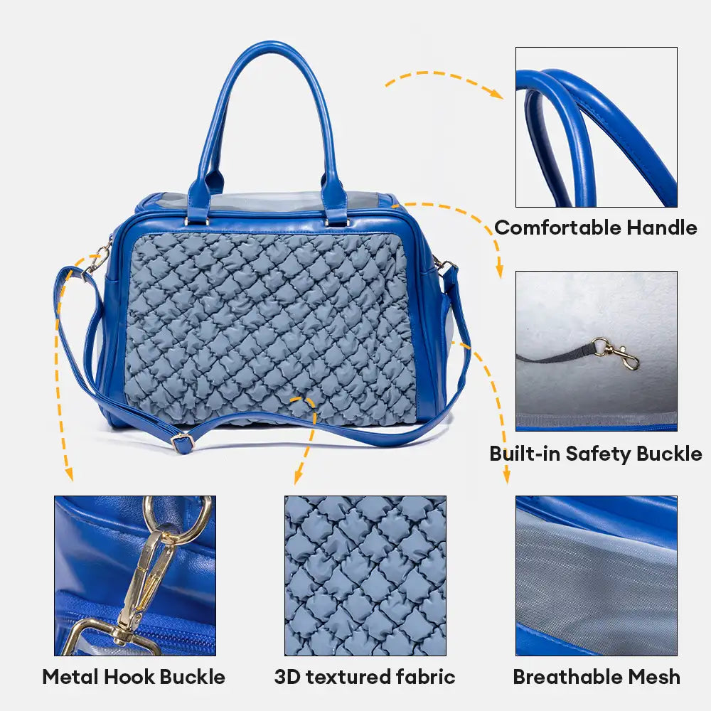 Stylish Quilted Patchwork Breathable Lightweight Pet Backpack Carrier Bag Dog Cat Carrier