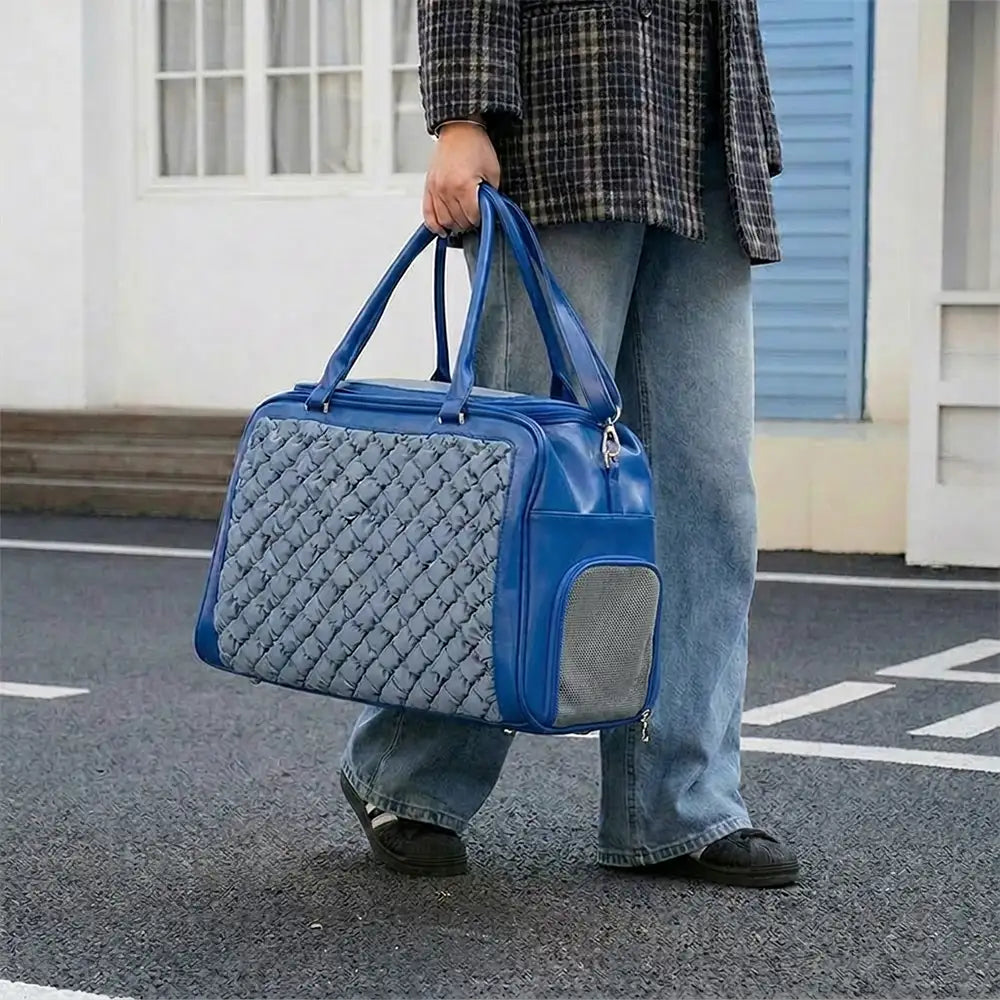 Stylish Quilted Patchwork Breathable Lightweight Pet Backpack Carrier Bag Dog Cat Carrier