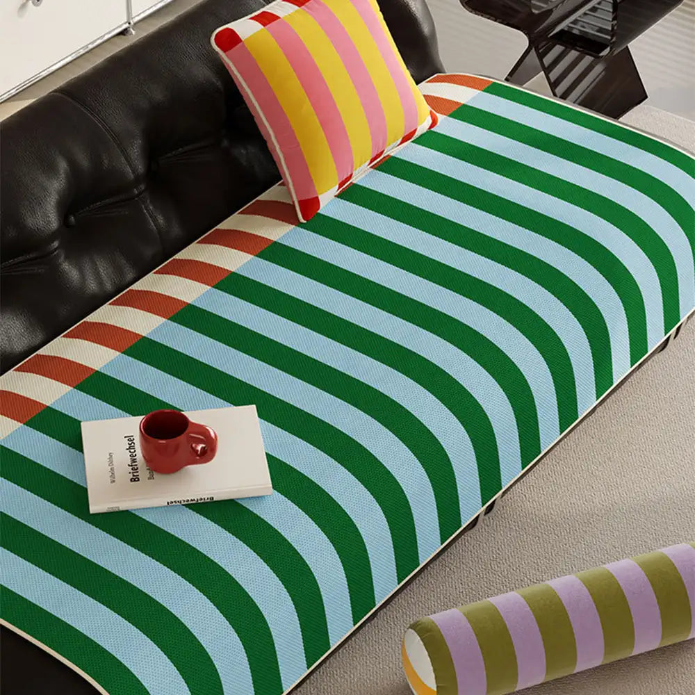 Stylish Striped Ice Silk Breathable Non-Slip Sofa Cover