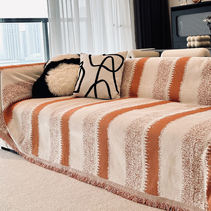 Trendy Striped Chenille Breathable Sofa protection Sofa Cover