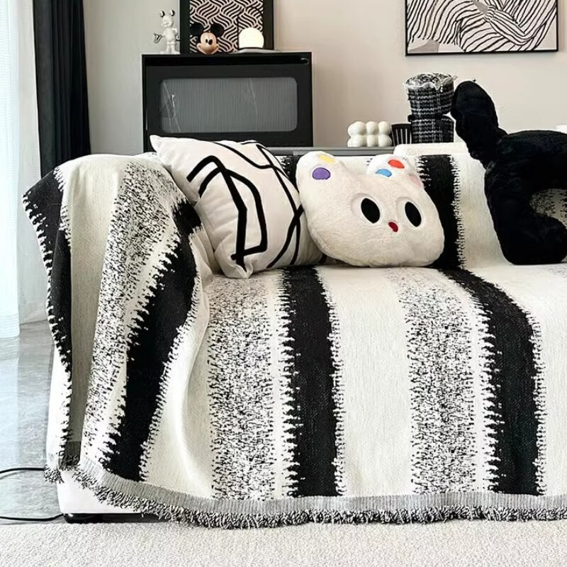 Trendy Striped Chenille Breathable Sofa protection Sofa Cover