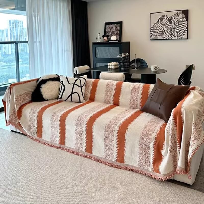 Trendy Striped Chenille Breathable Sofa protection Sofa Cover