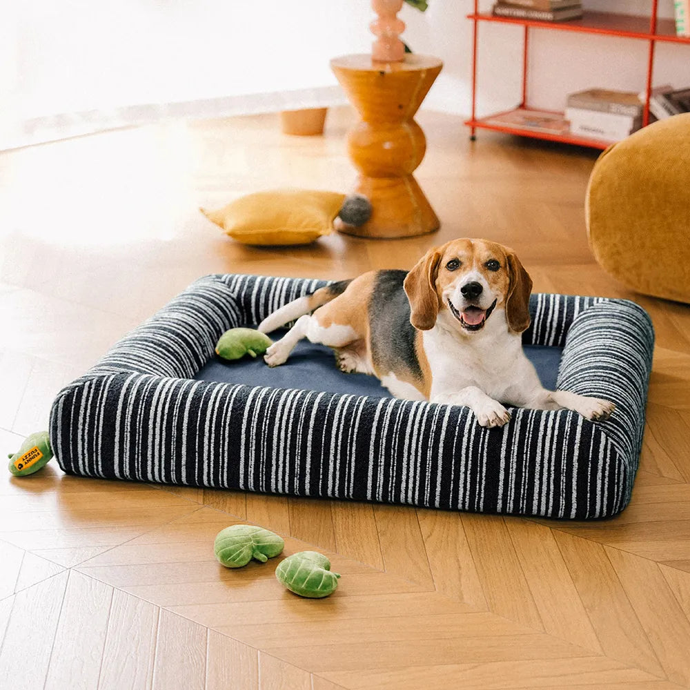 SnugNest Textured Stripe Orthopedic Dog Bed for Crate