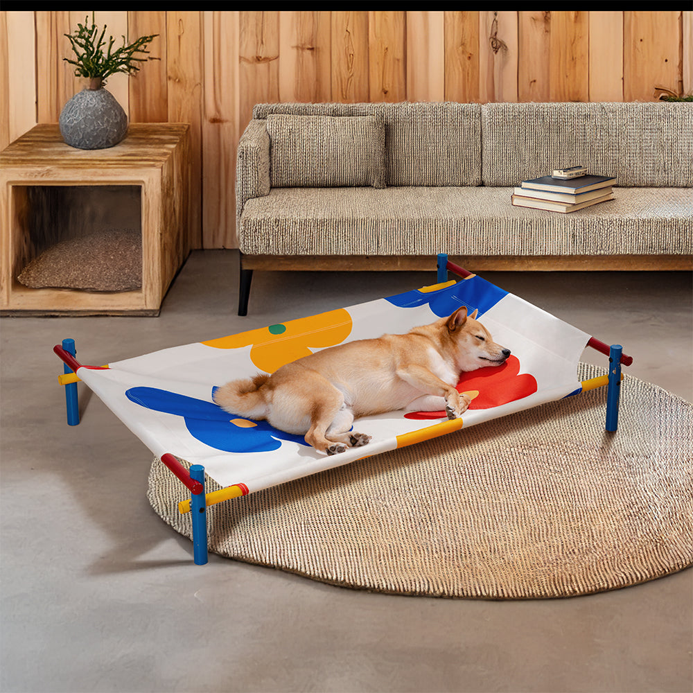 Vibrant Summer Print Style Aluminium Elevated Dog Bed - Summer Paradise