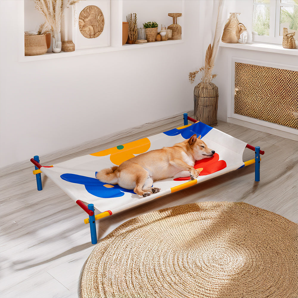 Vibrant Summer Print Style Aluminium Elevated Dog Bed - Summer Paradise