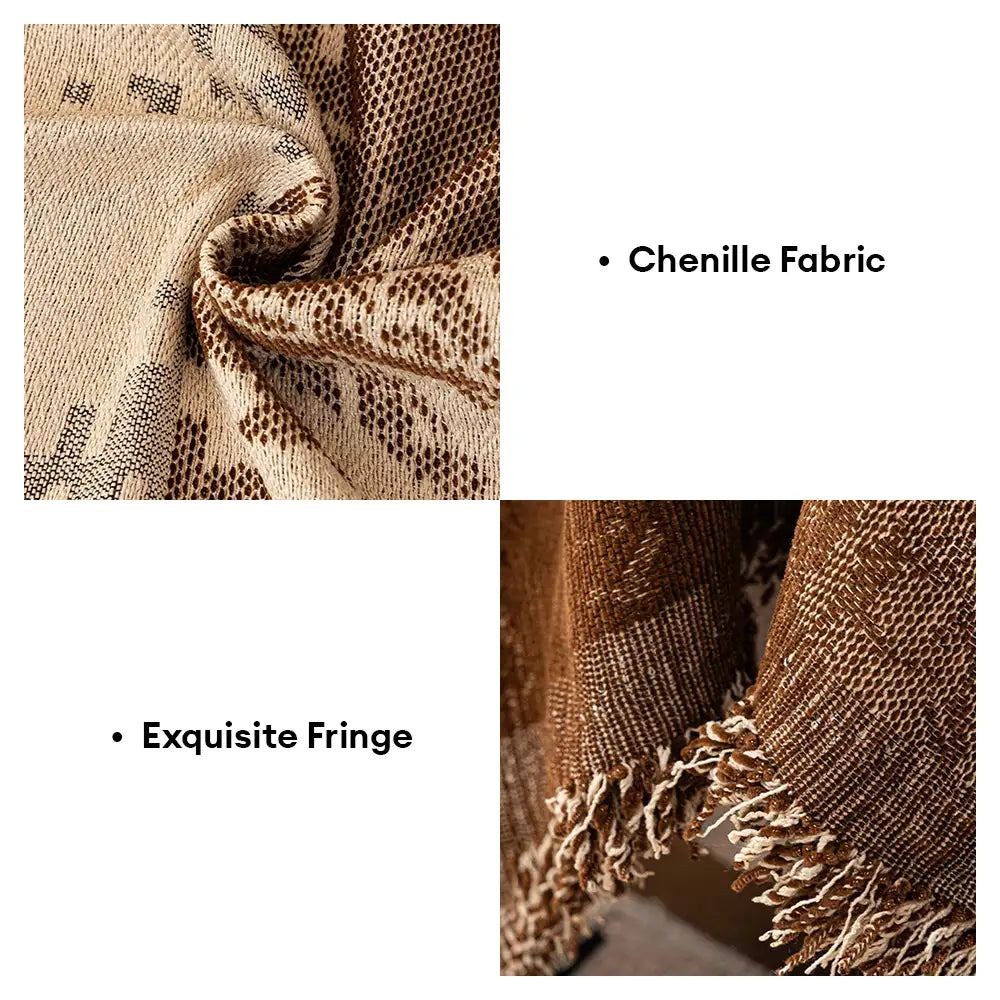 Vintage Botanical Jacquard Chenille Scratch-Resistant Sofa Throw Blanket Sofa Cover