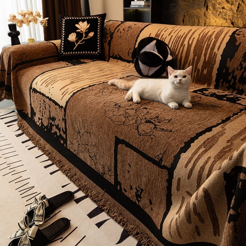 Vintage Chenille Anti-Scratch Sofa Protector Throw Sofa Cover