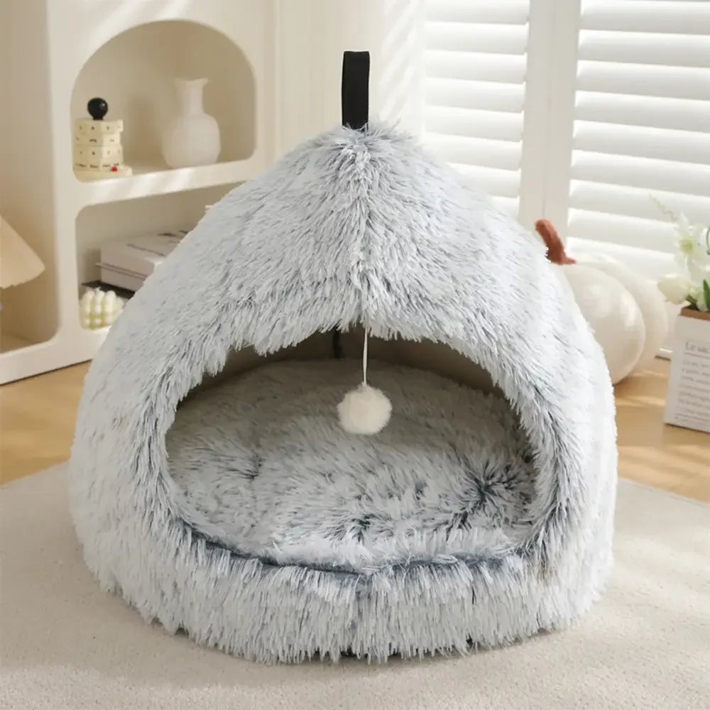 Warm Plush Cosy Hideaway Cat Cave Dog Bed