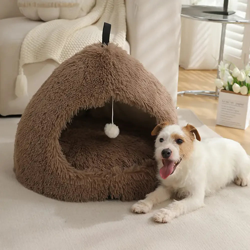 Warm Plush Cosy Hideaway Cat Cave Dog Bed